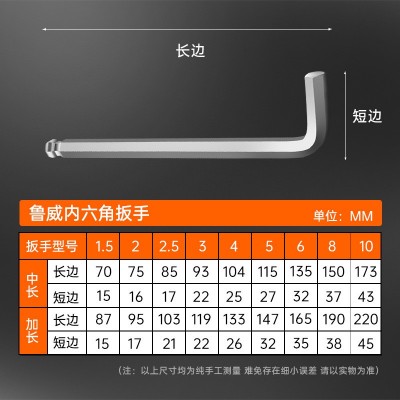 魯威工具L型內六角扳手套裝9件套內六角螺絲刀球頭內六角板手全套